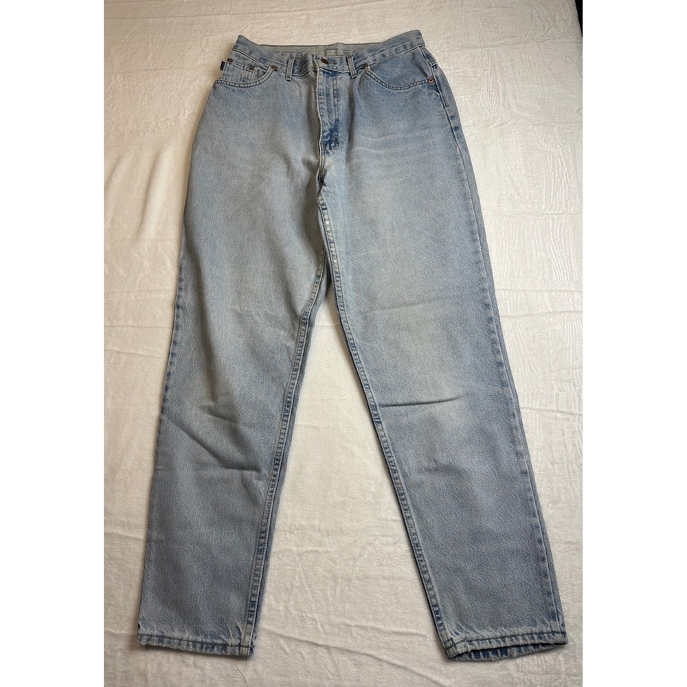 Chic Vintage Mom Jeans Womens 14 Light Wash High Waisted Tapered Denim USA Made